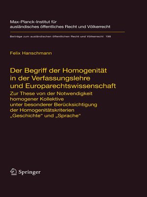 cover image of Der Begriff der Homogenität in der Verfassungslehre und Europarechtswissenschaft